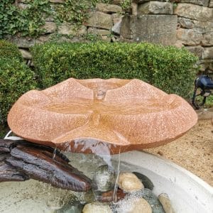 Photo en premier plan d'une Vasque Vive avec lame d'eau.