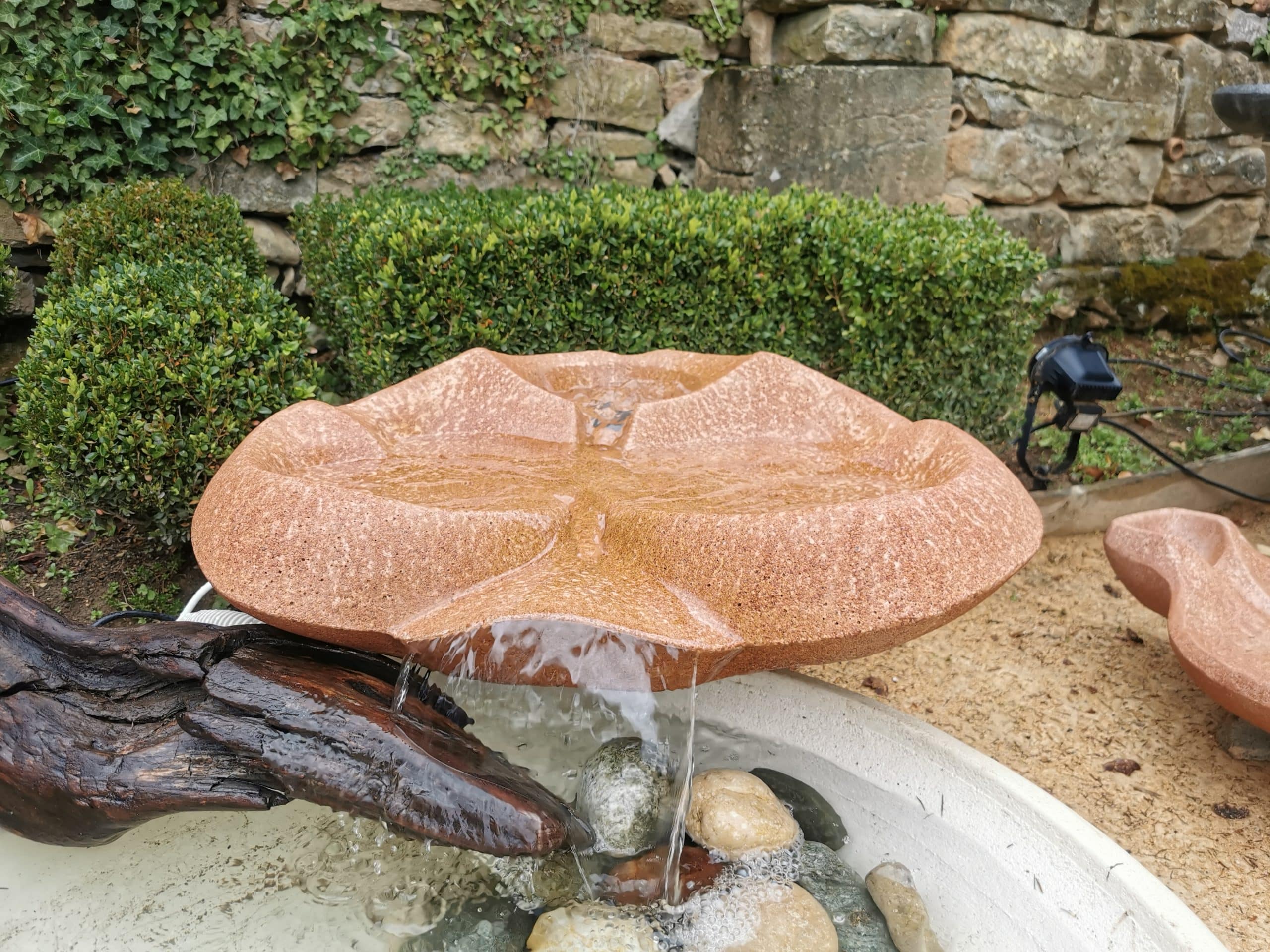 Photo en premier plan d'une Vasque Vive avec lame d'eau.